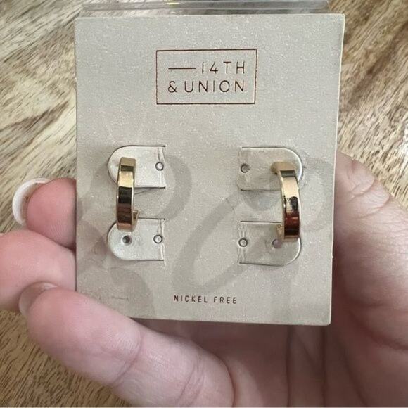 14th & Union Nickel Free Gold & Silver-Tone Mini Hoop Earrings Modern - Picture 1 of 2
